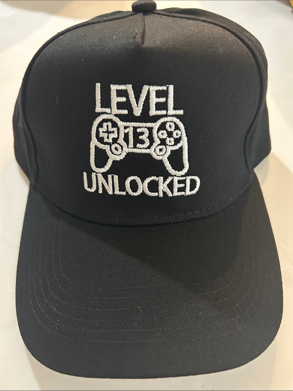 Black "Level 13 Unlocked" Kids Gaming Cap